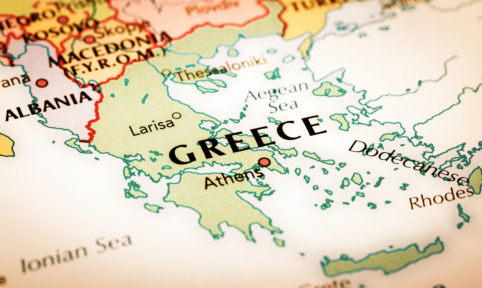 Close-Up of Greece of Map